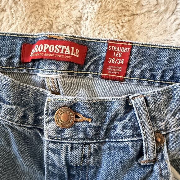 Aeropostale Men's Straight Leg Jeans Light Wash Denim 100% Cotton Size 36x34 - Picture 9 of 14